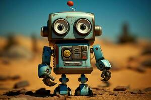 Shiny Cartoon tin robot. Generate Ai photo