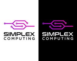 Letter S monogram technology computing logo design. vector