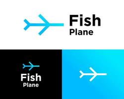 Travel tour airplane and fish logo design. vector