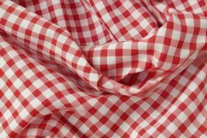 AI Generative red and white checkered fabric photo