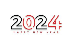 Happy new year 2024 lettering line style white background design vector