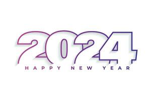 Happy new year 2024 lettering line style white background design vector