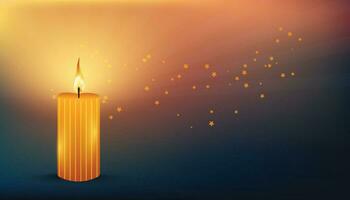 Burning candle on a dark background vector