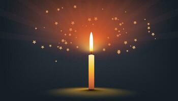 Burning candle on a dark background vector