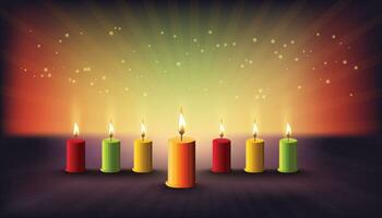 Burning candle on a dark background vector