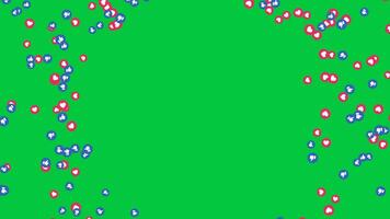 Like, love react icon symbol transition effect animation isolated on green screen background video