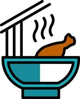 pollo fideos sopa vector icono diseño