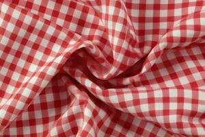 AI Generative red and white checkered fabric photo