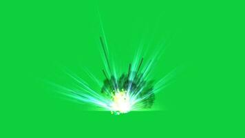 anime raggiante energia esplosione esplosione su terra effetto su verde schermo sfondo video