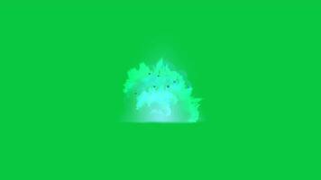 anime blu elettrico energia esplosione esplosione effetto lento movimento animazione isolato su verde schermo sfondo video
