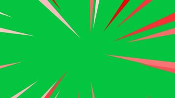 Comic or anime red speed lines effect loop animation overlay isolated on green screen background video