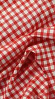 AI Generative red and white checkered fabric photo