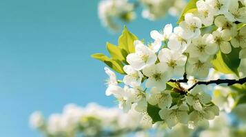 AI Generative white flowers blossom photo