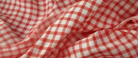AI Generative red and white checkered fabric photo