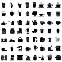 café icono vector colocar. caliente bebida ilustración firmar recopilación. café casa símbolo. café máquina logo.