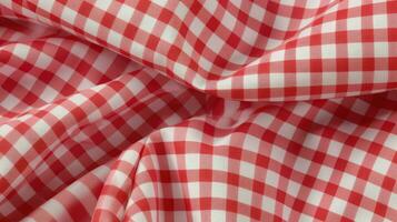 AI Generative red and white checkered fabric photo