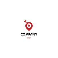 Point target logo design, map pointer combine with arrow icon vector