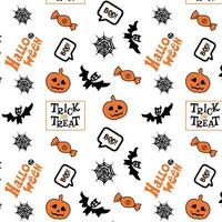 Cartoon Halloween pattern with doodle hand-drawing elements vector