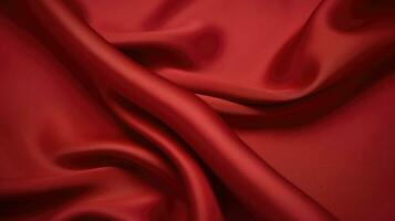 AI Generative red background silk fabric photo