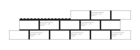 inconcluso ladrillos pared negro y blanco 2d línea dibujos animados objeto. albañilería pared construcción aislado vector contorno artículo. reconstrucción. nuevo construcción de viviendas sitio monocromo plano Mancha ilustración