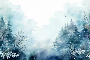 Watercolor snowflakes with unique patterns winter backdrop background with empty space for text photo