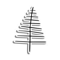 Cute cartoon Fishbone Pine on white silhouette and gray shadow. Vector illustration.