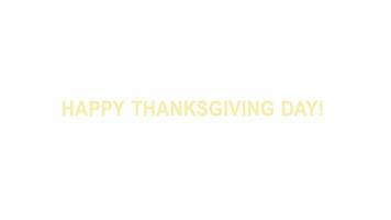 Thanksgiving autumn quote 2D festive inscription animation. Fall seasonal holiday flat cartoon 4K video, transparent alpha channel. Harvest festival celebration animated text on white background video