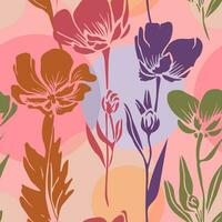 Seamless floral vector background. Hand drawn botanic pattern for textile, fabric, wallpaper, wrapping. Bright floral backdrop.