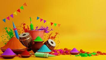 3d rendering illustration for holi festival of colors  colorful gulaal  background. photo