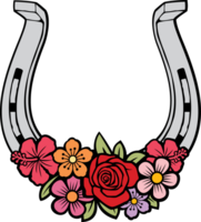 ferro di cavallo con fiori png illustrazione