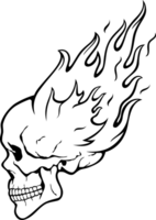 Flaming Human Skull PNG Illustration