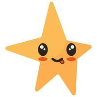 Hand-drawn star kawaii element. Vector icon