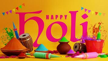 3d rendering illustration for holi festival of colors  colorful gulaal  background. photo