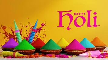 3d rendering illustration for holi festival of colors  colorful gulaal  background. photo