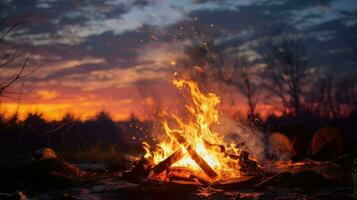 AI Generative sunset over a bonfire photo