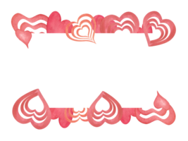 horizontal Cadre avec aquarelle rose cœurs. main peint illustration pour salutation carte conception, invitation modèle, Valentin jour, anniversaire, mariage, mère journée cartes. espace pour texte png