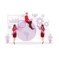 Comprehensive workforce recruitment strategy via the Internet. Outsourcing Concept. Trend Modern vector flat illustration