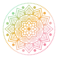 Soft gradient mandala ornament outline pattern. Indian geometric art graphic. Isolated coloring book. png