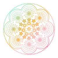 Soft gradient mandala ornament outline pattern. Indian geometric art graphic. Isolated coloring book. png