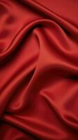 AI Generative red background silk fabric photo