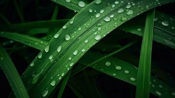 AI Generative grass plants raindrops dew photo