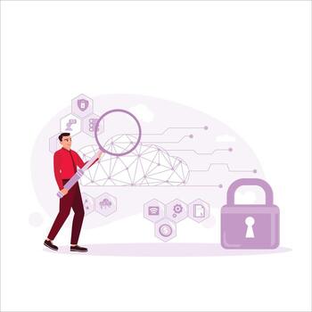 cloud computing security. Cloud information security system, vector