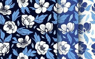 Floral seamless pattern. Set of summer female patterns for fabric, textile, wrapping. Collection of hand drawn floral prints. vector