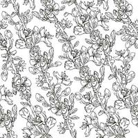 Seamless pattern with cherry flowers. Endless background with blooming cherry branches. Hand-drawn pattern for textile. vector