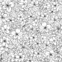 sin costura modelo de floreciente Cereza flores mano dibujado vector interminable antecedentes para tela, textil, envase