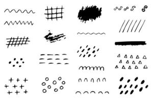 set of graphic elements. Hand drawn underlines and strike through, scribble, wave lines, zigzag, dots and crosses. vector