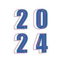 contento nuevo año 2024 número diseño minimalista de moda antecedentes para marca, bandera, cubrir, tarjeta vector