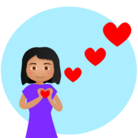 happy girl with hearts png