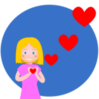 contento mujer con corazones png