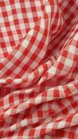 red and white checkered fabric photo